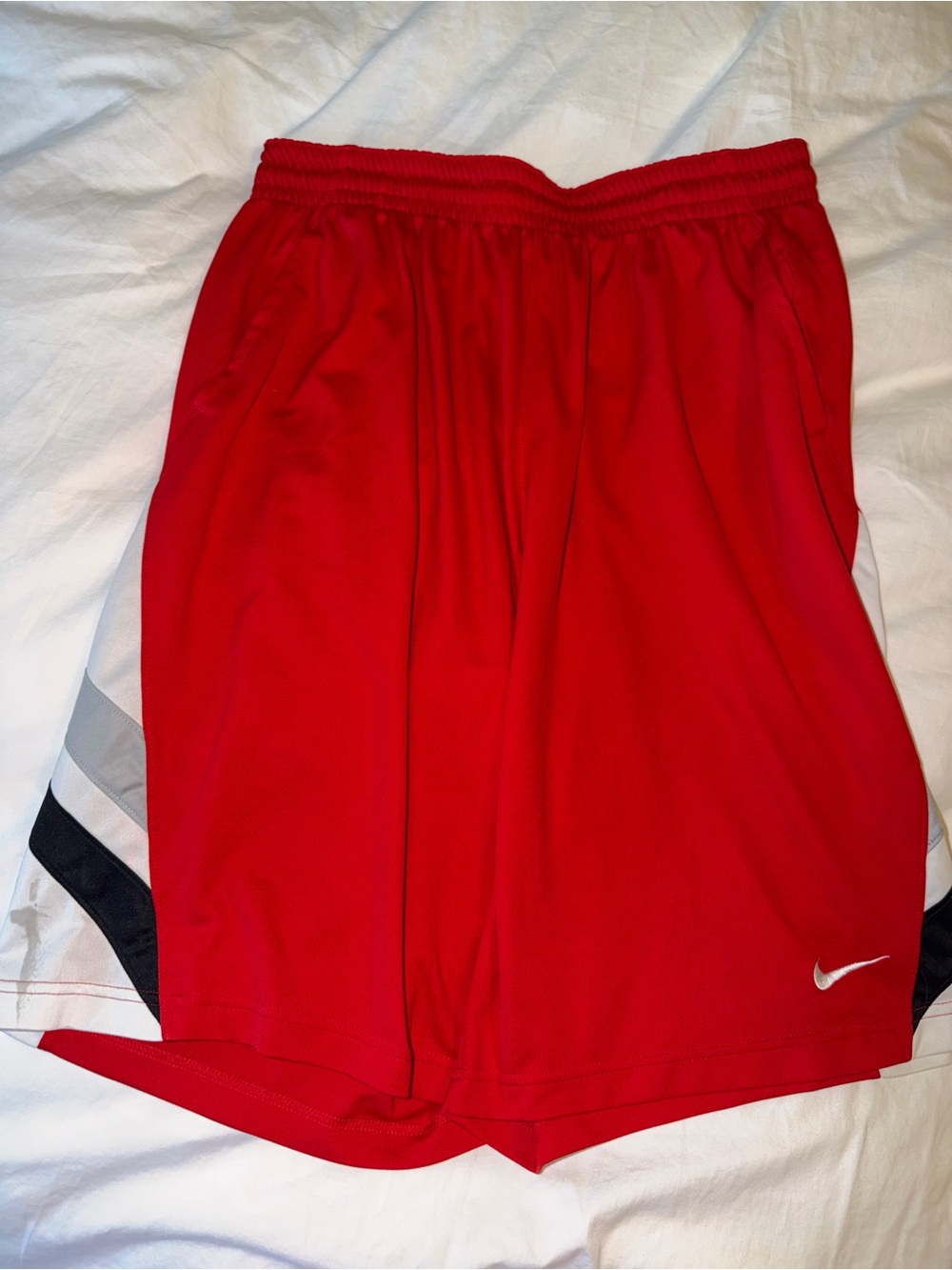 Nike Men’s Red Athletic Basketball Shorts with Side Accents